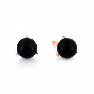 boucles d'oreilles or rose 18 carats et onyx noir<br>by Ginette NY