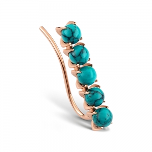 boucle d'oreille solo or rose 18 carats et turquoise<br>by Ginette NY