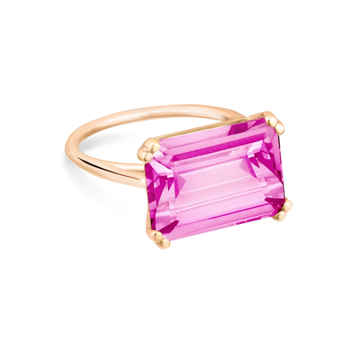 RING - Cocktail horizontal pink topaz ring | Ginette NY