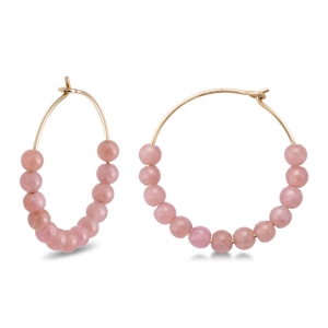 18 carat rose gold hoops and rhodochrosite <br>by Ginette NY