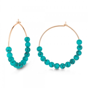 18 carat rose gold hoops and turquoise <br>by Ginette NY