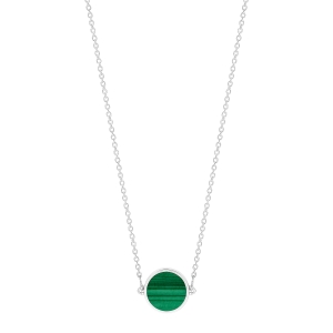 mini ever malachite white gold disc necklace