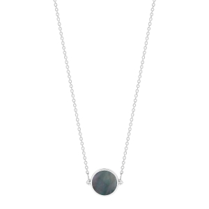 mini ever black MOP white gold disc necklace